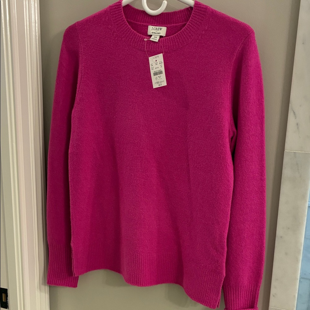 J. Crew Vibrant Fuchsia Crew Neck Sweater
